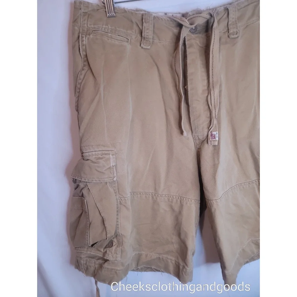 Abercrombie & Fitch Cargo Shorts Mens size 34 Khaki Y2K Vtg Paratrooper Utility